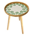thumbnail image 1 of Tnarru Side Table, Bedside Table, End Table, Multifunctional Open Design Tea Table with Shell Inlays for Proch, Bedroom, Balcony, Indoor Four Leaf 50cm, 1 of 8