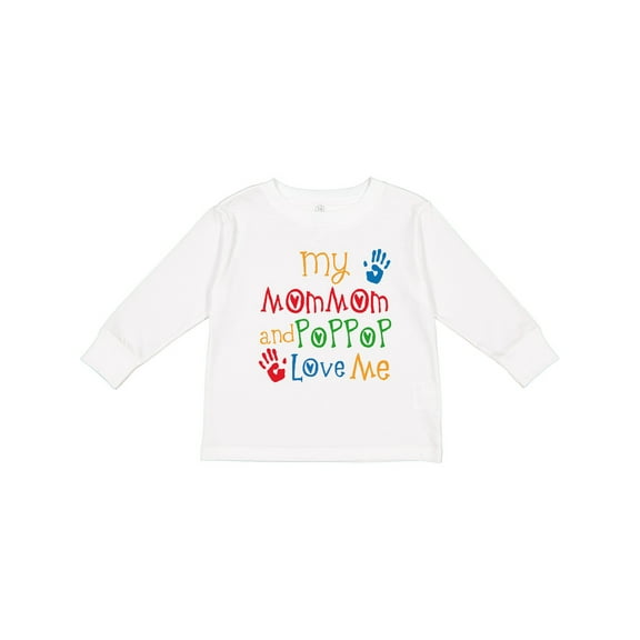 Inktastic Mommom and Poppop Love Me Boys or Girls Long Sleeve Toddler T-Shirt