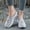 Gray, variant on Women's Backless Slip On Floral Embroidery Knit Mule Sneakers, Breathable Mesh Wedge Sole Casual Daily Walking Footwear(Gray,9)