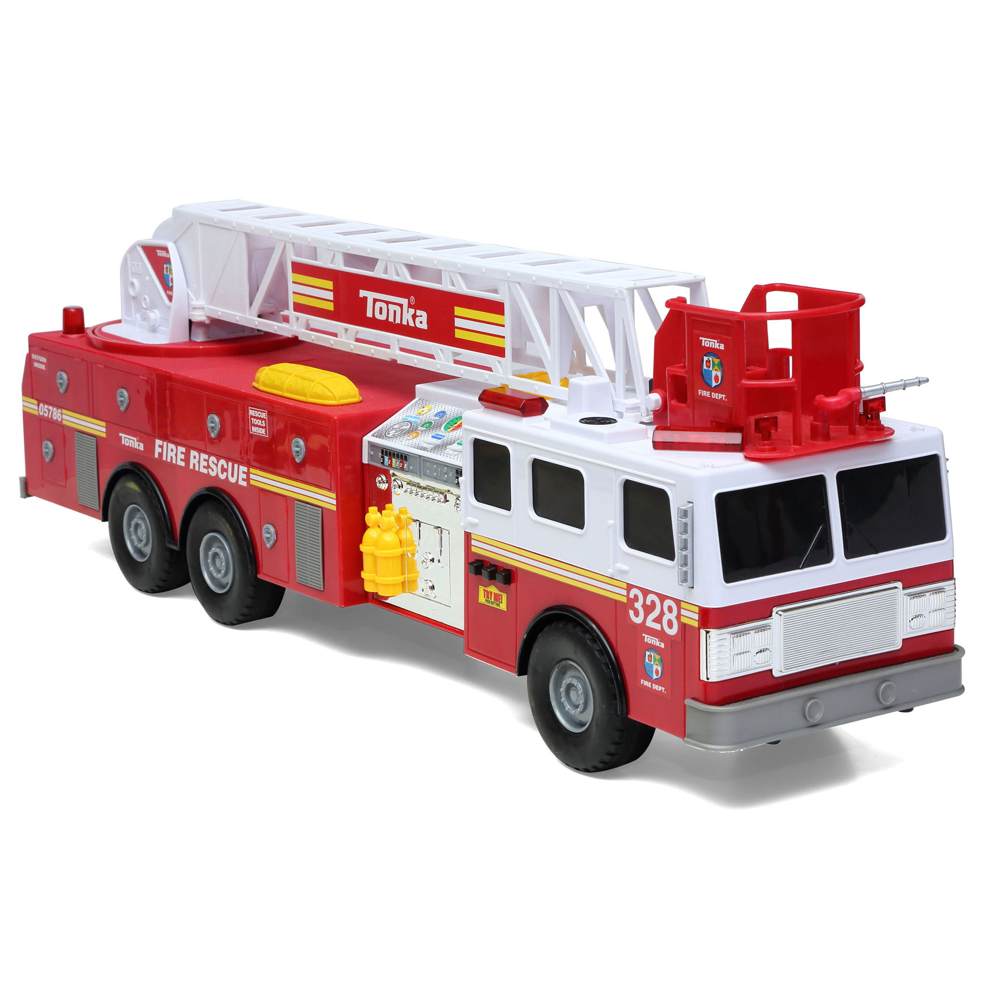 Fire Department Red & White With Lights & Sounds Tonka Mighty Fleet Rescue 13 length Helicopter