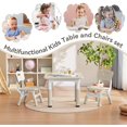 thumbnail image 5 of Kids Study Table and Chairs Set, Height Adjustable Toddler Table and Chair Set for Kids Ages 3-8, 23.6" L x 23.6" W Graffiti Desktop Plastic Children Art Table with 2 Seats, Burlywood, 5 of 5