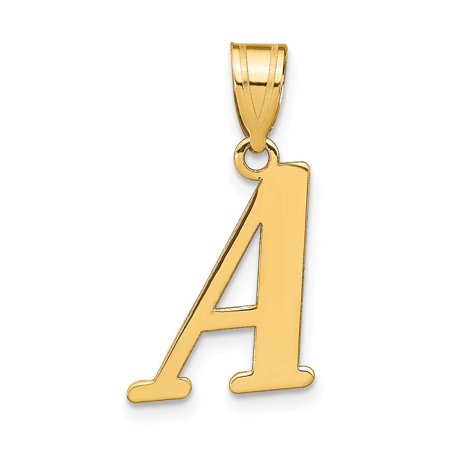 Diamond2Deal 14k Yellow Gold Letter A Initial Pendant for Women(L- 17.27 mm, W- 13.82 mm)
