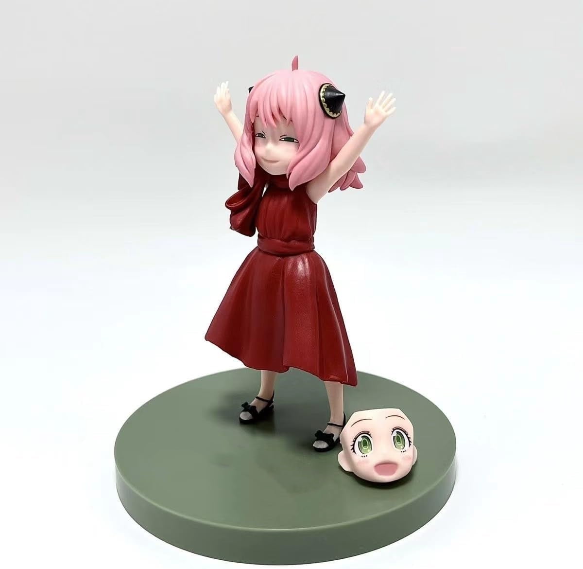 Newly Anya Forger Figure Party Anya Forger Figures 11cm/4.3inch Handmade PVC Anime Manga Game Character Statue Figure Collectible Decoration Craft Gift (Red)