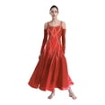 thumbnail image 1 of RUNQHUI Robe de Danse de Salon pour Femmes avec Strass, Pratique Professionnelle Moderne de Valse Tango, Rouge S, 1 of 7