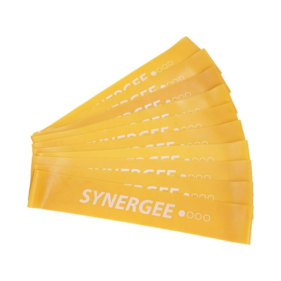 Synergee Mini Band Resistance Loop Exercise Bands Set of 10 - Yellow Light