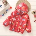 thumbnail image 2 of XEGLSBU Girls Fall Light Winter Coat Children Fashion Cute Print Hooded Long Sleeve Hacket Zipper Hooded Windproof Coat Windbreaker Girls 3T Winter Coat Down Red Size 18-24 Months, 2 of 3