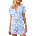 thumbnail image 2 of Women's Y2k Monkey Print Pajamas Preppy 2 Piece Button Front Sleep Pjs Shirts and Boxer Shorts Outfit Lounge Sets, 2 of 10