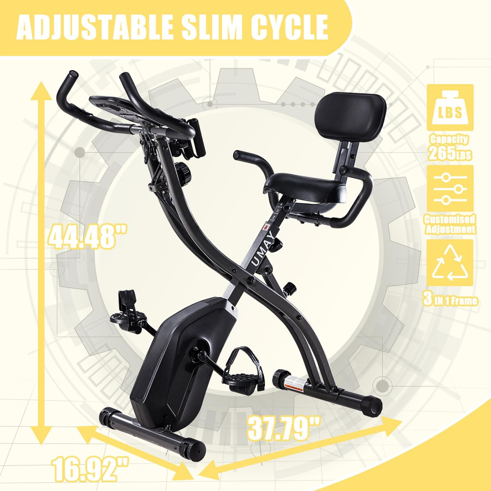 NEW Folding Stationary Upright Indoor Cycling Exercise Bike with Resistance Band 
