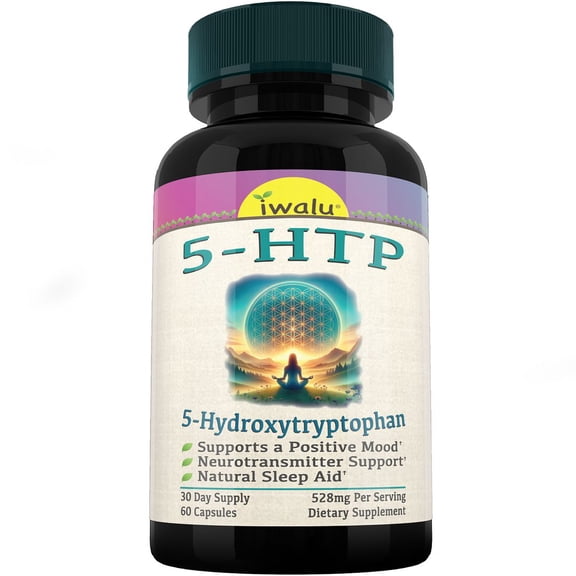 iwalu 5-HTP Supplement | 5-Hydroxytryptophan - Supports Mood, Cognition & Sleep - Fast Acting - 60 Capsules | Non-GMO, NSF Certified and USA Made Dietary Supplement