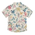 thumbnail image 2 of Dailycode Small Short Sleeve Button Down Shirts Rose Leaf Butterfly Casual Shirt 3-10 Years, 2 of 9