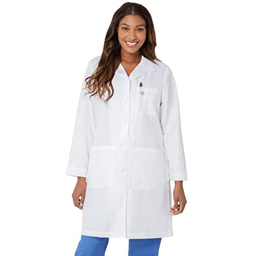 Landau Relaxed Fit 3-Pocket 4-Button Full-Length Lab Coat for Women 3155