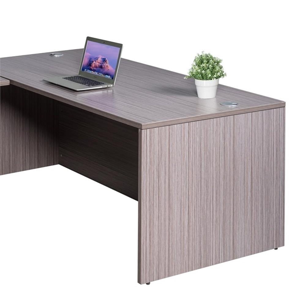 Boss Office Products 66 Inch Executive L-Shape Corner Desk with Box/Box/File Storage Pedestal, Driftwood