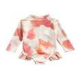 thumbnail image 2 of Baby Girls Long Sleeve Swimsuit Ruffle Zipper Rash Guard Swimwears, 2 of 6