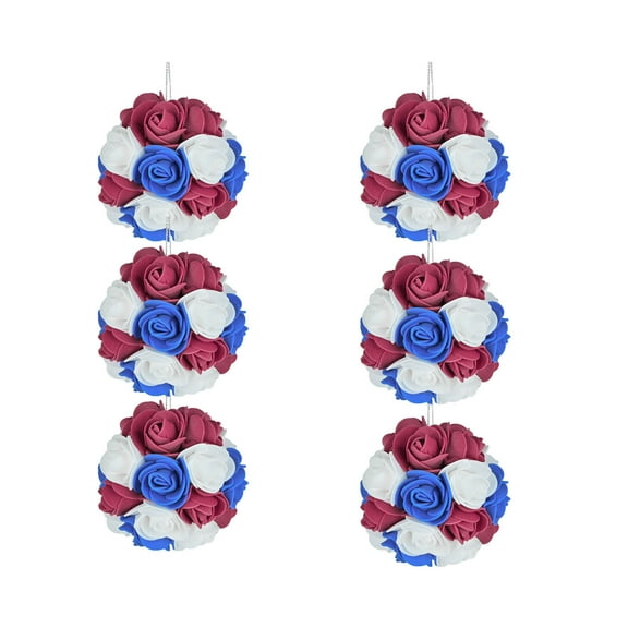 Qocolhg 6 Pcs 4th of July Decorations Patriotic 3.15 inch Flower Balls Red White and Blue Decor Artificial Flower Balls Independence Memorial Day Decorative for Home Craft Vase Bowl Filler