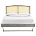 thumbnail image 4 of Sierra Cane and Wood Queen Platform Bed With Angular Legs Gray, 4 of 7