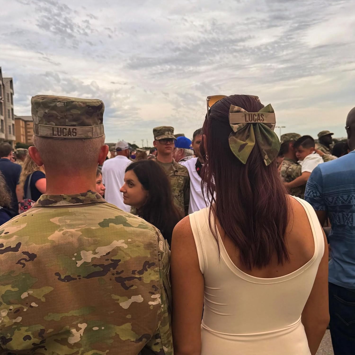 Personalized Army Hair Bow with Nametape, Air Force Marine Memorial Day and Veterans Day Gift Embroidery Name