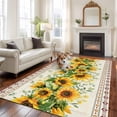 thumbnail image 2 of Large Area Rug 8'x10', Sunflower Brown Non-slip Runner Carpet for Living Room/Bedroom/Office, Retro Southwest Country Plant Leaf Floral Outdoor Indoor Area Rug Floor Mat for Kitchen/Dining Room, 2 of 9
