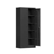 TOPASS Metal Storage Cabinet with 2 Doors and 4 Adjustable Shelves, 71 Lockable Cabinet, Tool Cabinet for Garage Storage,Utility Room,Home,Office,School (Black)