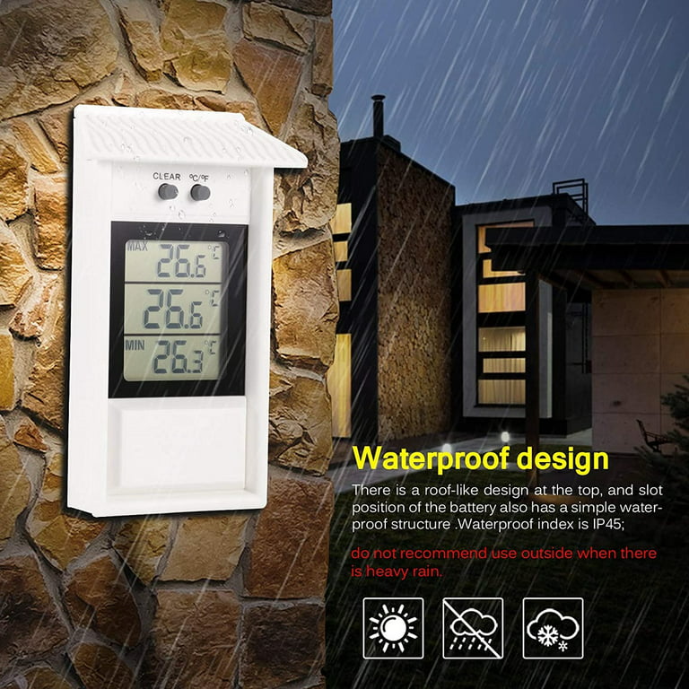 Digital Max Min Greenhouse Thermometer for Indoor or Outdoor Use Easily  Wall Mounted 