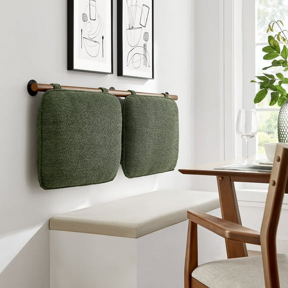 Modway Anela Wall-Mounted Chenille Upholstered King Size Headboard in Sage Walnut