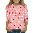 thumbnail image 2 of BLVB Valentine's Day Shirt for Girls Heart Graphic T-Shirts Cute Tee Valentine Gift Crewneck Tees Tops 3-12 Years, 2 of 5