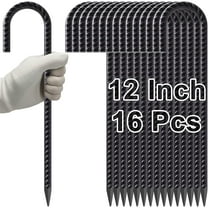AAGUT 12 Inch 16 Pack Rebar Stakes Heavy Duty J Hook, Galvanized Ground Stakes Tent Stakes Steel Ground Anchors, Chain Link Fence Stakes for Dogs Digging Wire Fencing,Trampoline Stakes with Chisel