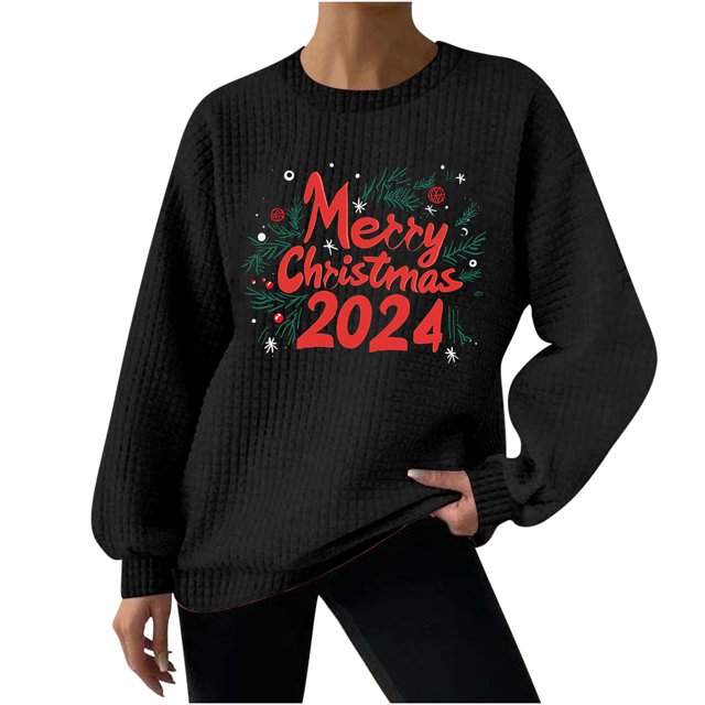 Chandails en Molleton de Noël Décontractés pour Femmes Sans Capuche Manches Longues Col Rond Automne Hiver Mode Mode Urbaine pour Usage Quotidien École Fête