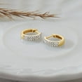 thumbnail image 4 of DewberryDiamonds 1/5 ct Round Cut Lab Grown Diamond Huggie Double Row Hoop Earrings | 14k Yellow Gold Plated Silver (Clarity: VS, Color: EF), 4 of 7
