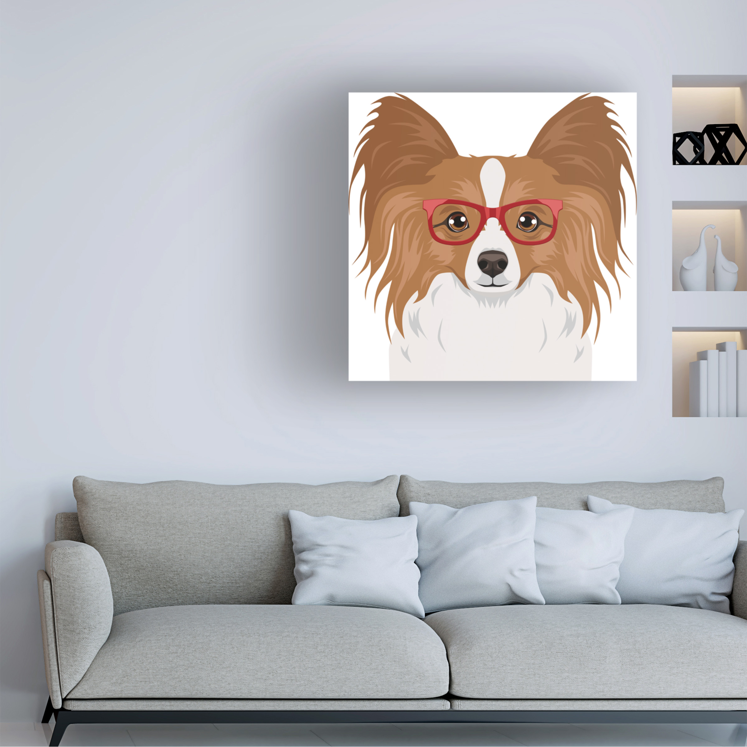 Furbaby Affiliates 'Papillon Wearing Hipster Glasses' Canvas Art