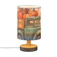 thumbnail image 2 of Autumn Truck Pumpkins Table Lamp USB Bedside Desk Nightstand Lamp Printed Gifts Small Lamp Wood Base for Bedroom Living Room Kids Room College Dorm, 2 of 7