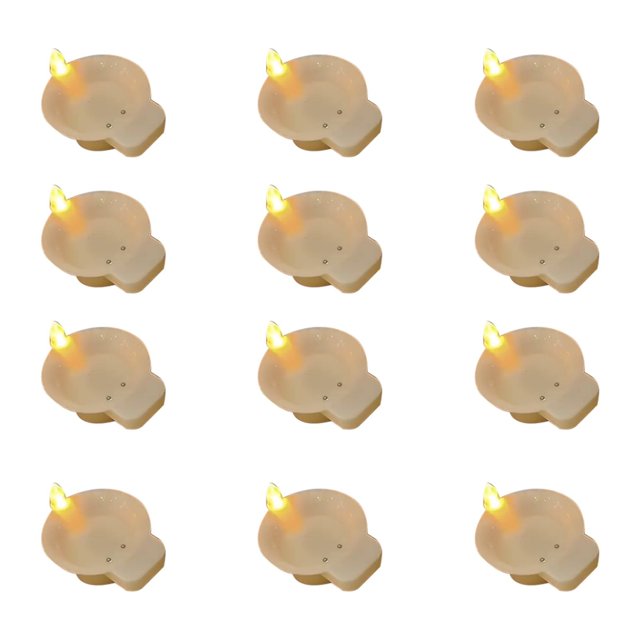 12 Pcs Lamp Decorations Gold Led Water Sense Lights Flameless Oil Lamp Shape Tea Lights Decorations For Home Indian Pooja Housewarming Gift