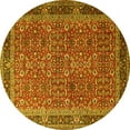 thumbnail image 1 of Ahgly Company Machine Washable Indoor Round Persian Yellow Traditional Area Rugs, 4' Round, 1 of 4