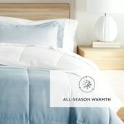 Noble Linens Ocean Waves White / Coastal Blue Reversible Down Alternative Comforter Set