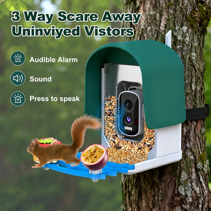 4k Smart Bird Feeder with Camera, Build-in 32GB SD Card & Solar Powered, 5MP Security Camera Al ldentify 10000+ Birds Color Night Vision & Real-Time App Alerts DlY Add-ons for Bird Watching
