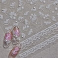 thumbnail image 5 of Flor de encaje blanco japonés, pegatinas adhesivas en relieve 3D de alta calidad para decoración de uñas, diseño de calcomanías, 5 of 5