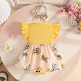 thumbnail image 4 of Baby Girls Summer Clothes Cute Cartoon Print Short Sleeve Crewneck Romper Dress with Headband Birthday Outfit Breathable Yellow 9-12 Months, 4 of 5