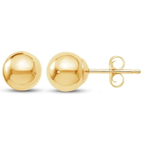Real Genuine 14K Yellow Gold Filled Round Ball Stud 6 mm Earrings 2 Studs Earrings for Men and Women Golds