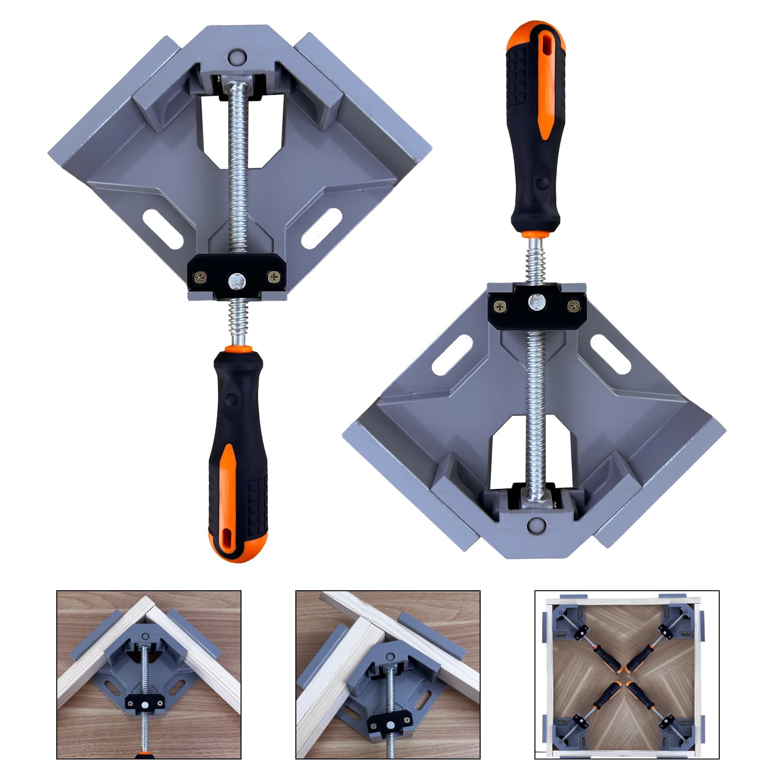 Aluminum 90 Degree Corner Clamp with Adjustable Swing Jaw 2 Pack