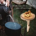 thumbnail image 2 of Outdoor Wine Table With Foldable Round Desktop Wooden Picnic Table Wine Rack Stand Easy To Carry, 2 of 5