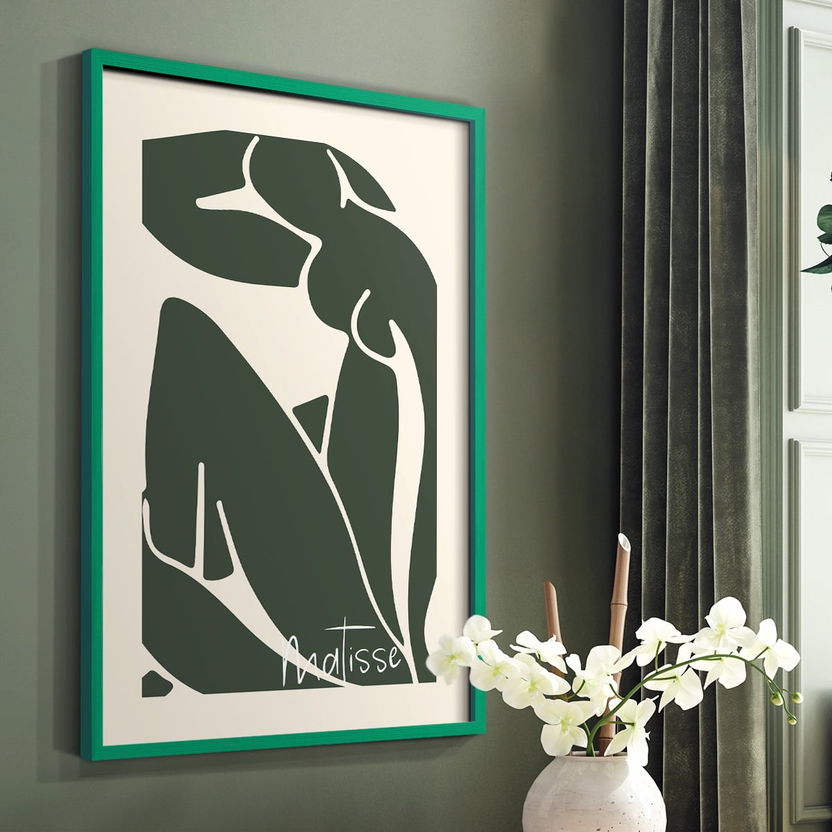 Matisse CCCVII in Green Solid Wood 8 x 10 Framed Print