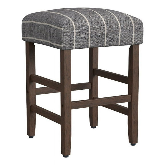 HomePop 25" Indoor Square Backless Upholstered Counter Stool, Midnight Stripe