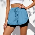 thumbnail image 2 of Mnuaqn Women Running Shorts Flowy Pleated Athletic Shorts Summer High Waisted Tennis Sporty Workout Gym Shorts (Sky Blue, M), 2 of 7