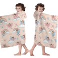 thumbnail image 4 of Light Pink Fairy Pattern Hooded Bath Towel，60"x35" for Ages 3 To 12 Kids, Quick Dry Lightweight Soft Microfiber Hood Beach Towel Cover Up for Kids, 4 of 7