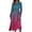 Hot Pink, variant on Women's Autumn Winter Casual Round Neck Long Sleeve Gradient Print Long Dress, Black, Size L