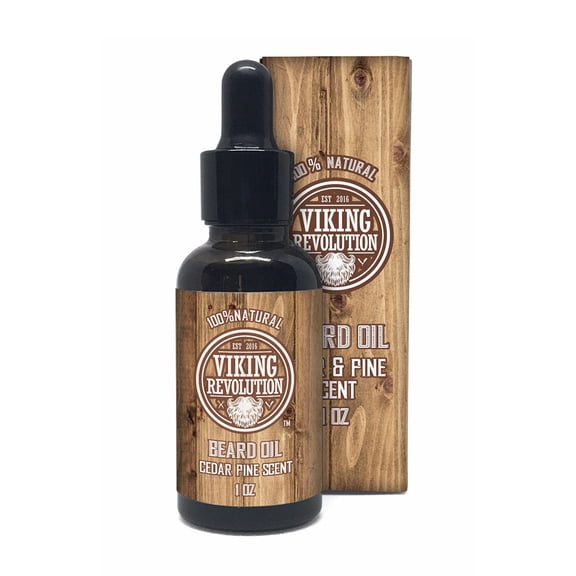 Viking Revolution Beard Oil Conditioner - All Natural Beard Balm Mustache Oil Cedarwood & Pine Scent with Argan & Jojoba Oils - (1 Pack)