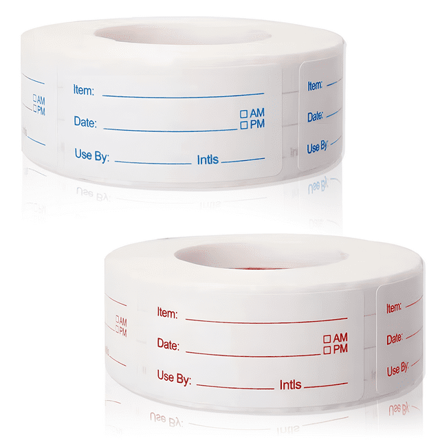 Kitchen Efficiency Kit, Removable Freezer Labels For Food Date Tracking, Water Oil Resistant Stickers With Easy-to-write Surfaces, Ideal For Safe Food Storage (Pack Of 2 Rolls)