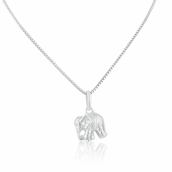 SilverCloseOut 925 Silver Lucky Elephant Animal Trunk Charm Pendant Necklace