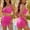 Hot Pink, variant on 2026 Bikini Sets Women Swim Skirt Mesh Drawstring Swim Suits 2 Piece U-Wire Cutout Tummy Control Bathing Suits