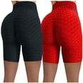 thumbnail image 1 of Gibobby Pantalon cortos yoga mujer Pantalones de cintura elástica alta para fitness, pantalones cortos de Yoga arrugados para mujer, pantalones de Yog(Rojo,XG), 1 of 5
