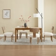 thumbnail image 2 of Guyou Farmhouse Dining Chair Set of 2, Linen Upholstered Kitchen Chairs with Solid Wood Backrest, Wooden Armless Side Chairs for Dining Room Kitchen, Beige Fabric, 2 of 7